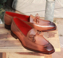 Load image into Gallery viewer, Handmade Brown Tussle Slip on shoe - leathersguru
