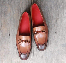 Load image into Gallery viewer, Handmade Brown Tussle Slip on shoe - leathersguru
