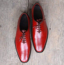 Men's Tan Burgundy Leather Shoes - leathersguru