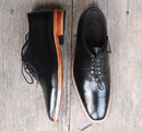 Handmade Black Whole Cut Leather Shoe - leathersguru