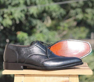 Handmade Black Wing tip Leather Shoe For Men's - leathersguru