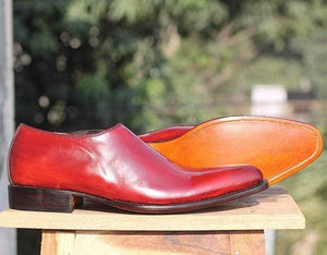 Handmade Burgundy Whole Cut Leather Shoe - leathersguru