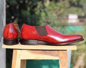 Handmade Burgundy Whole Cut Leather Shoe - leathersguru