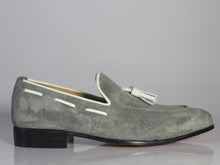Load image into Gallery viewer, Bespoke Gray Tussle Suede Loafer Shoe for Men - leathersguru

