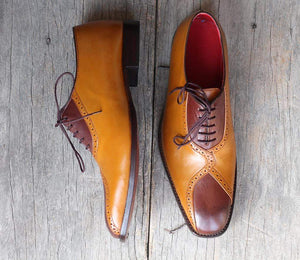 Handmade Tan Brown Stylish Leather Shoes For Men's - leathersguru