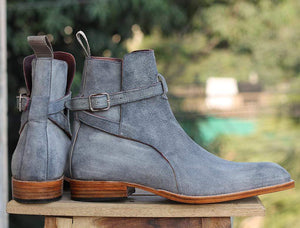 Handmade Gray Jodhpurs Suede Men's Boot - leathersguru