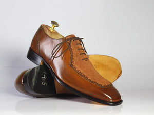 Handmade Men's Leather Suede Brown Square Toe Shoes - leathersguru