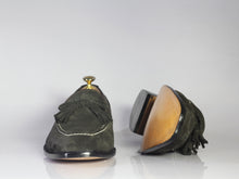Load image into Gallery viewer, Bespoke Black Suede Tussle Loafer For Men - leathersguru
