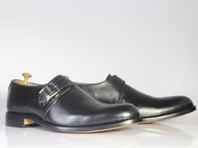 Load image into Gallery viewer, Bespoke Black Leather Monk Strap Shoe For Men&#39;s - leathersguru
