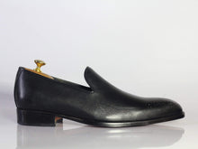 Load image into Gallery viewer, Handmade Black Brogue toe Leather Loafers For Men&#39;s - leathersguru
