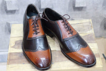 Load image into Gallery viewer, Handmade Tan Brown Leather Wing tip Shoes - leathersguru
