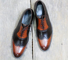 Load image into Gallery viewer, Bespoke Brown Brown Leather Wing Tip Shoes for Men - leathersguru
