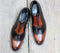 Bespoke Brown & Tan Leather Wing Tip Lace up Shoe for Men - leathersguru