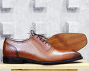 Handmade Brown Brogue Leather Shoe - leathersguru