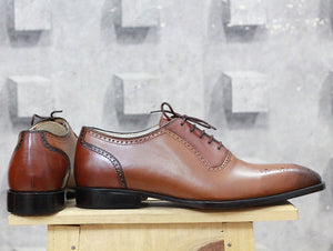 Bespoke Brown Leather Lace Up Shoe for Men - leathersguru