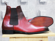 Load image into Gallery viewer, Bespoke Burgundy Black Chelsea Leather Boots - leathersguru
