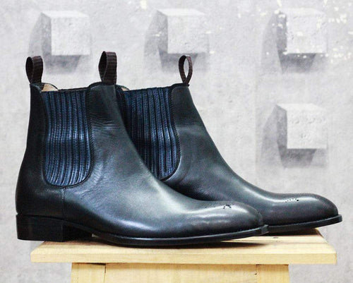 Men Black Chelsea Stylish Ankle Boots - leathersguru