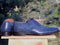 Bespoke Blue Leather Wing Tip Lace Up Shoe for Men - leathersguru