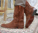 Handmade Men's Ankle High Brown Suede Boot - leathersguru