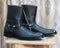 Handmade Black Ankle high Buckle Madrid Strap Boots - leathersguru