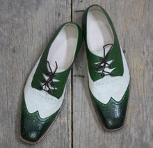 Load image into Gallery viewer, Handmade Green Wing tip Leather Shoe For Men&#39;s - leathersguru
