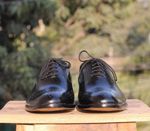 Load image into Gallery viewer, Handmade Black Brogue Leather Shoes - leathersguru

