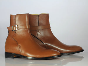 Handmade Brown Jodhpurs Leather Ankle Boots - leathersguru