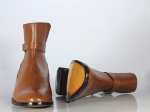 Handmade Brown Jodhpurs Leather Ankle Boots - leathersguru