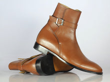 Load image into Gallery viewer, Handmade Brown Jodhpurs Leather Ankle Boots - leathersguru
