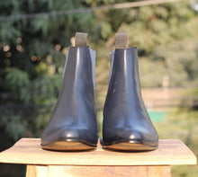 Load image into Gallery viewer, Handmade Navy Blue Leather Chelsea Ankle Boots - leathersguru
