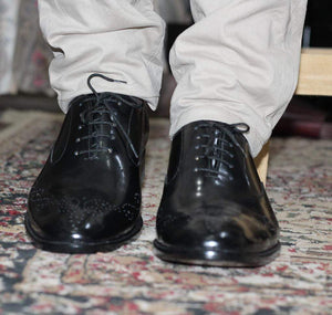 Handmade Black Brogue Leather Shoes - leathersguru