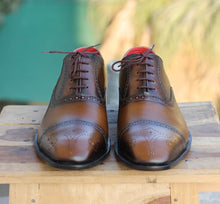 Load image into Gallery viewer, Men&#39;s Brown Cap Toe Leather Shoe - leathersguru
