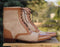 Leather Tweed Ankle Brown Beige Boot - leathersguru