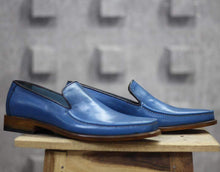 Load image into Gallery viewer, Handmade Blue Leather Loafers Shoe For Men&#39;s - leathersguru
