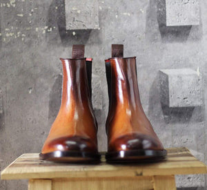 Men's Tan Chelsea Leather Boot - leathersguru