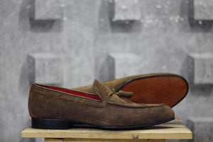 Men's Brown Suede Tussles Loafers Shoe - leathersguru