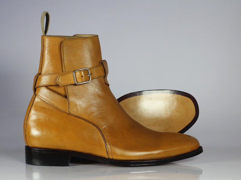 Handmade Tan Leather Jodhpurs Ankle Boot - leathersguru