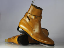 Load image into Gallery viewer, Handmade Tan Leather Jodhpurs Ankle Boot - leathersguru
