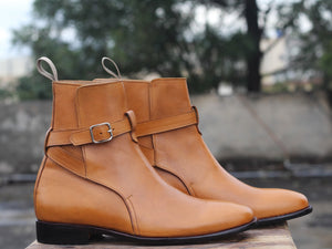 Handmade Brown Leather Jodhpurs Ankle Boot - leathersguru