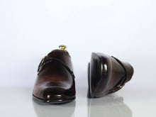 Load image into Gallery viewer, Bespoke Brown Leather Monk Strap Shoes for Men&#39;s - leathersguru
