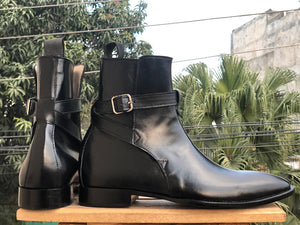 Handmade Black Jodhpurs Leather Boots For Men's - leathersguru