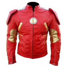 Load image into Gallery viewer, Iron Man Red Real Leather Motorbike Jacket ,Handmade Stylish Men&#39;s Jacket

