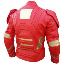 Load image into Gallery viewer, Iron Man Red Real Leather Motorbike Jacket ,Handmade Stylish Men&#39;s Jacket
