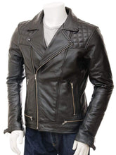 Load image into Gallery viewer, Leather Jacket Motorcycle Black Men&#39;s Genuine Lambskin Slim Fit Biker Jacket - leathersguru
