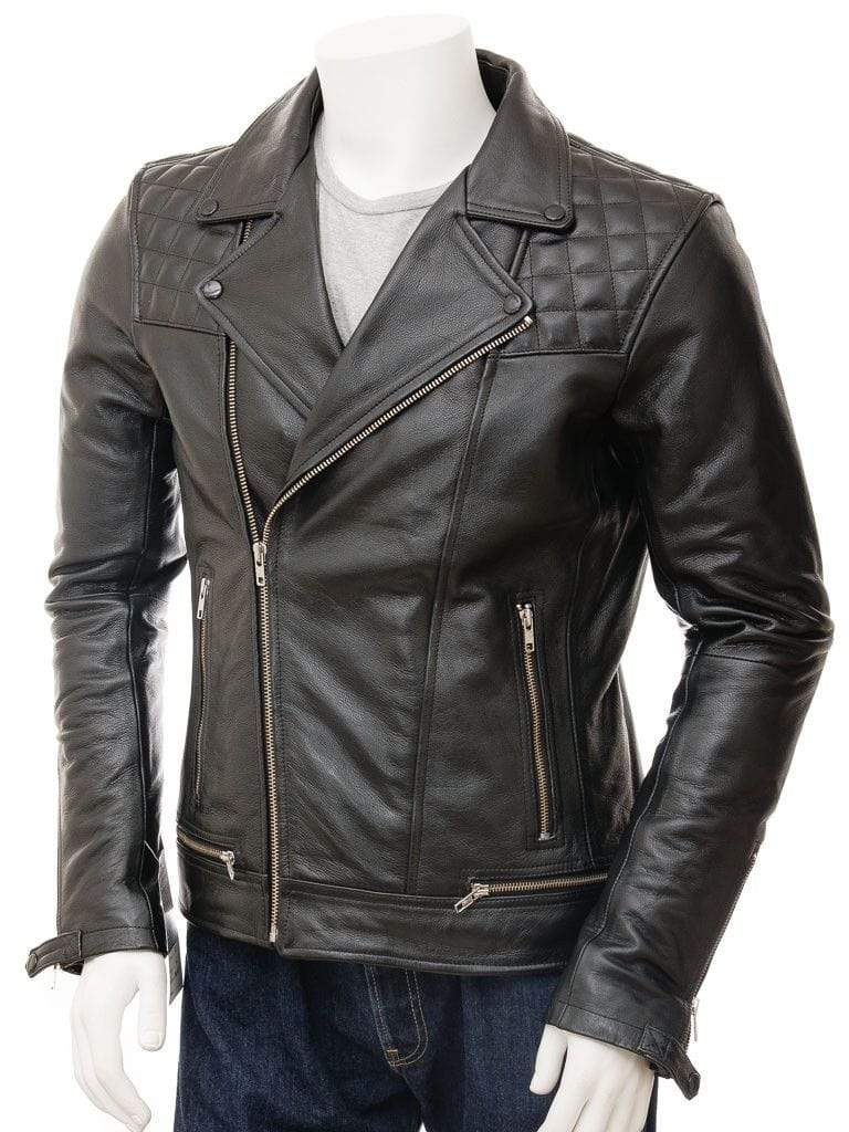 Leather Jacket Motorcycle Black Men's Genuine Lambskin Slim Fit Biker Jacket - leathersguru