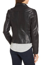 Load image into Gallery viewer, Leather Jacket Women Black Slim Fit Biker Motorcycle Lambskin Leather Jacket - leathersguru
