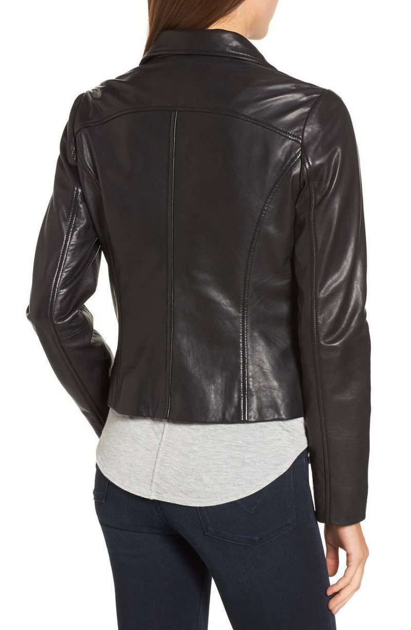 Leather Jacket Women Black Slim Fit Biker Motorcycle Lambskin Leather Jacket - leathersguru