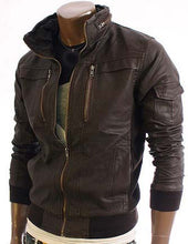Load image into Gallery viewer, Leather jacket for mens new fashion in black Slimfit
