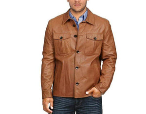 Long Sleeve Leather Jacket, men's Jacket in real leather,Stylish brown Leather Jacket - leathersguru