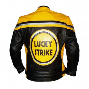  Lucky strike yellow & black biker leather jacket